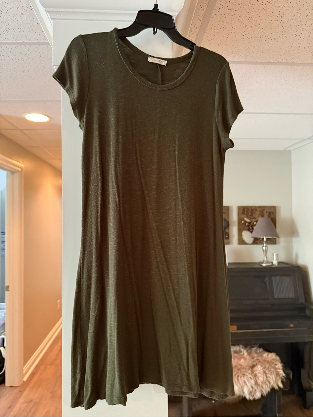 Olivia Rae Olive Green Short Sleeve Swing Dress